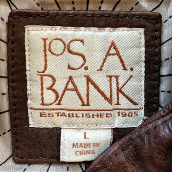 Jos A Bank leather bomber jacket. Size: L - Picture 3 of 8